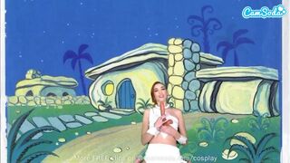 Cuki zsenge wilma flintstone cosplayben masturbál és orálozza a gigászi fazsat